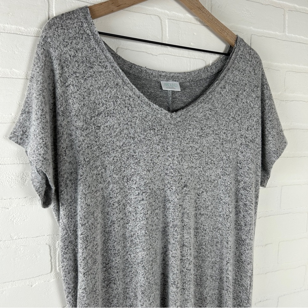 Gray V-Neck Women's Top